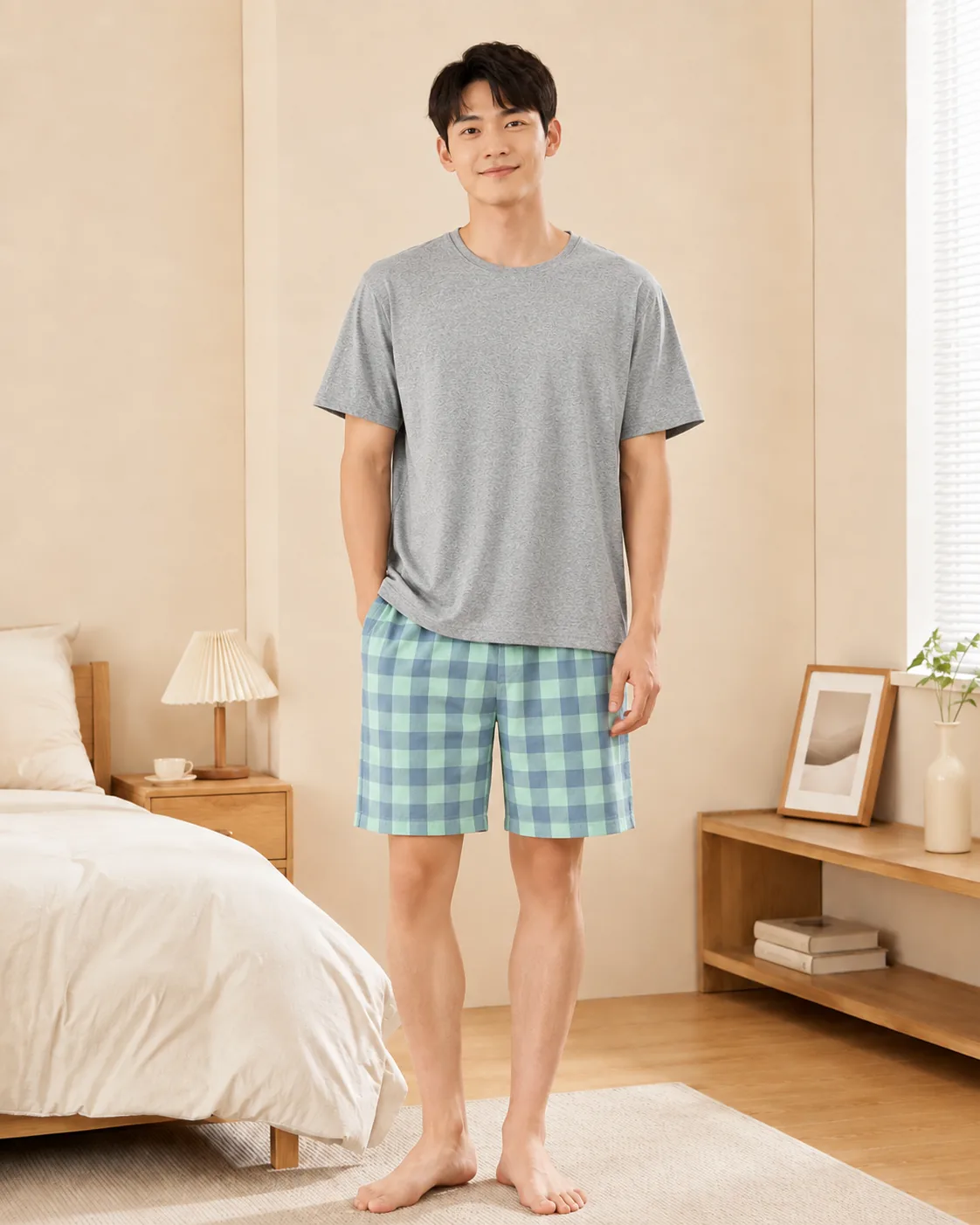 Yume pajama men's plaid shorts lookbook